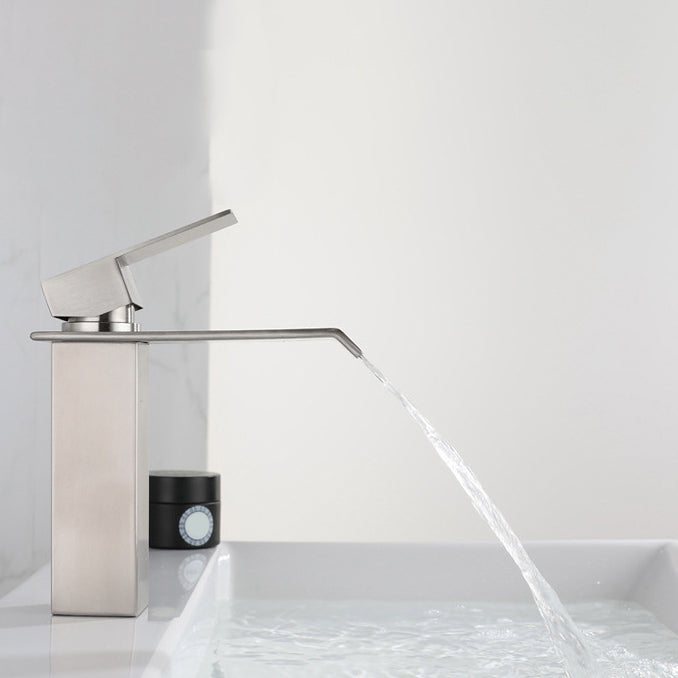 Industrial Vessel Faucet Stainless Steel Lever Handles Waterfall Spout Bathroom Faucet