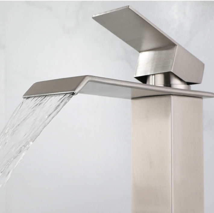 Industrial Vessel Faucet Stainless Steel Lever Handles Waterfall Spout Bathroom Faucet