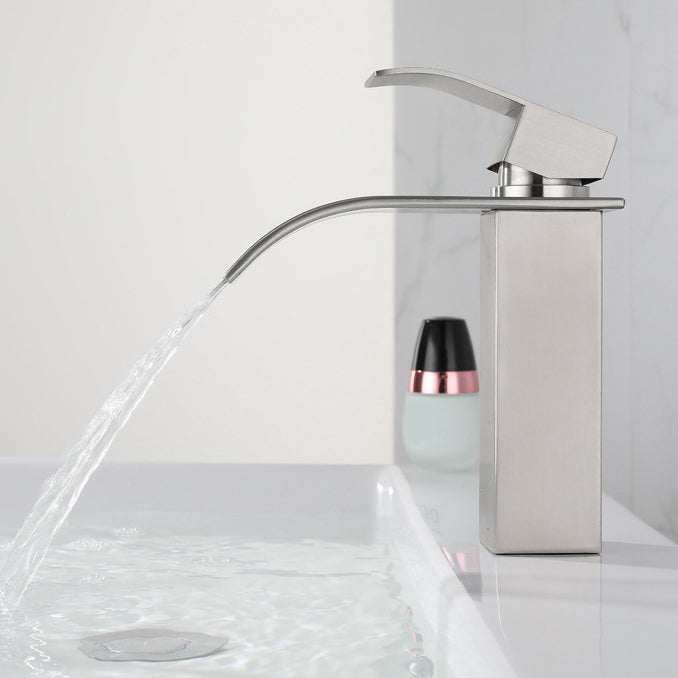 Industrial Vessel Faucet Stainless Steel Lever Handles Waterfall Spout Bathroom Faucet