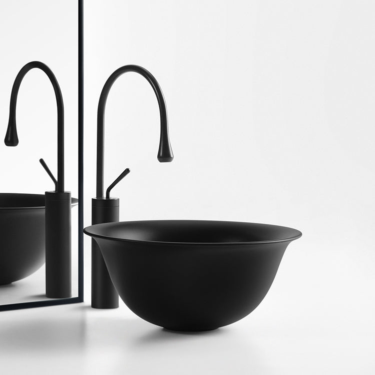 Modern Bathroom Sink Porcelain Round with Pop-Up Drain Vessel Bathroom Sink