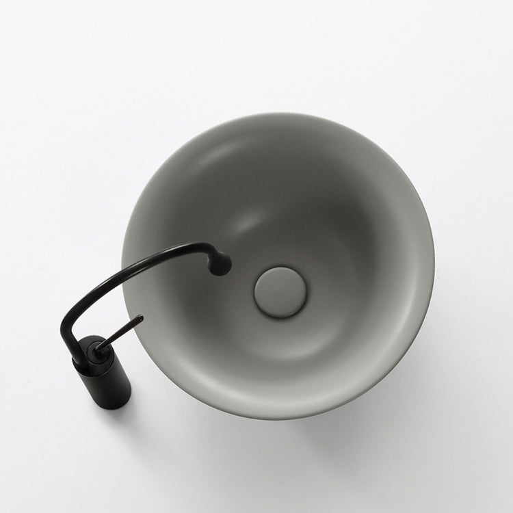 Modern Bathroom Sink Porcelain Round with Pop-Up Drain Vessel Bathroom Sink