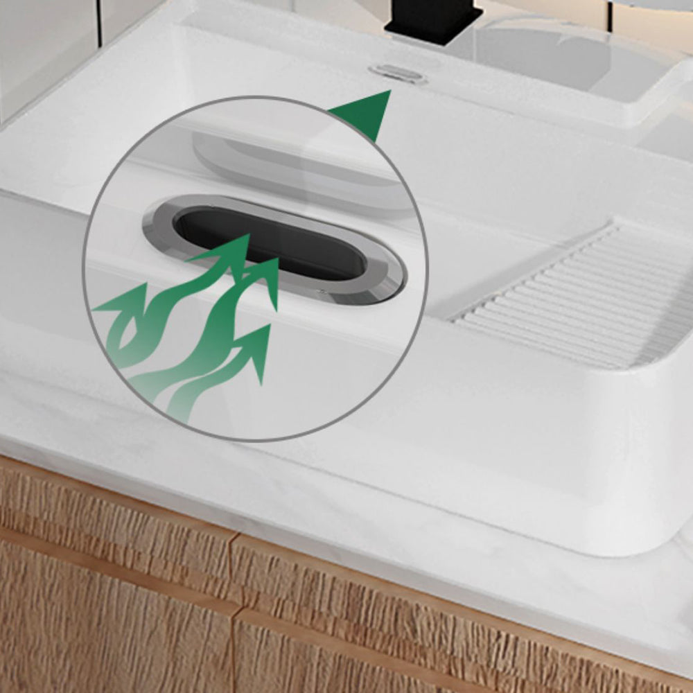 Modern Bathroom Sink Porcelain Solid Color Rectangular Vessel with Pop-Up Drain