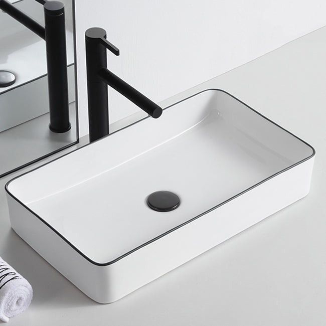 Modern Trough Bathroom Sink White and Black Trough Bathroom Sink