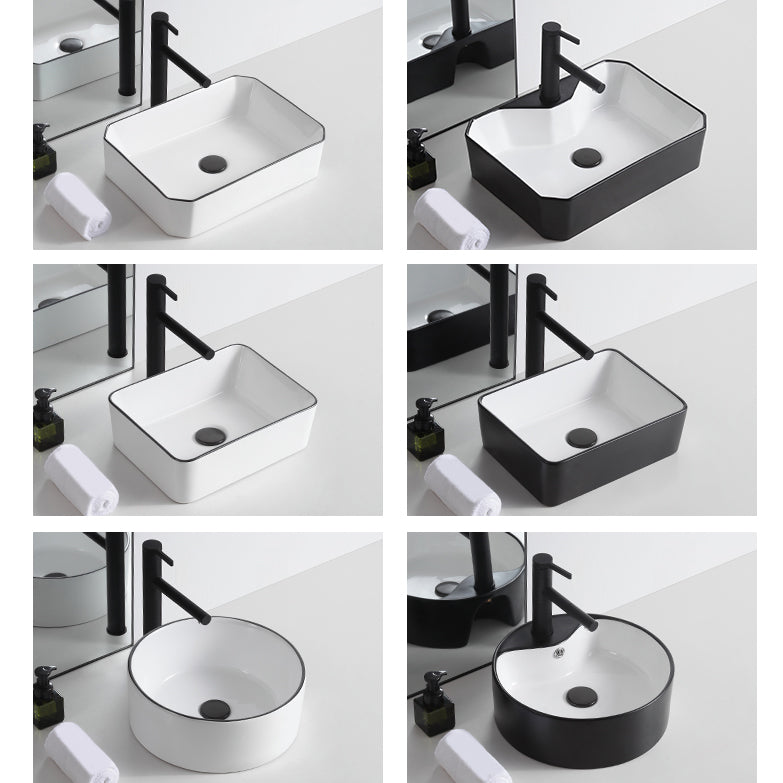 Modern Trough Bathroom Sink White and Black Trough Bathroom Sink