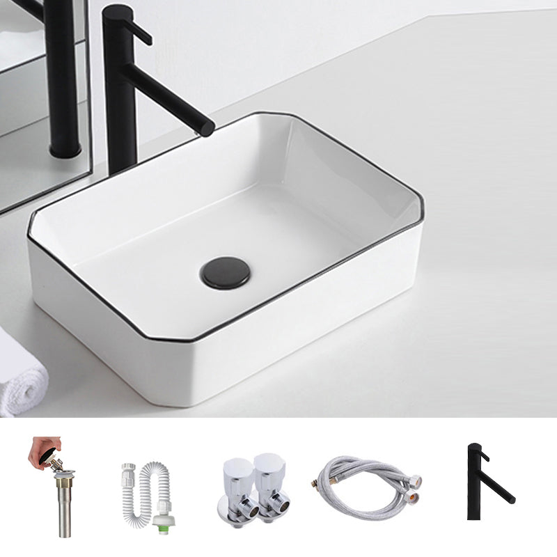Modern Trough Bathroom Sink White and Black Trough Bathroom Sink