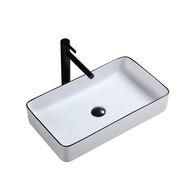 Modern Trough Bathroom Sink White and Black Trough Bathroom Sink