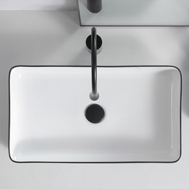 Modern Trough Bathroom Sink White and Black Trough Bathroom Sink