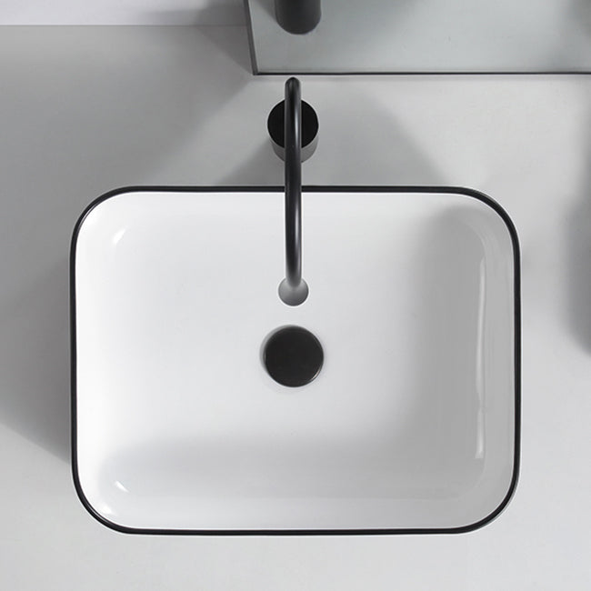 Modern Trough Bathroom Sink White and Black Trough Bathroom Sink