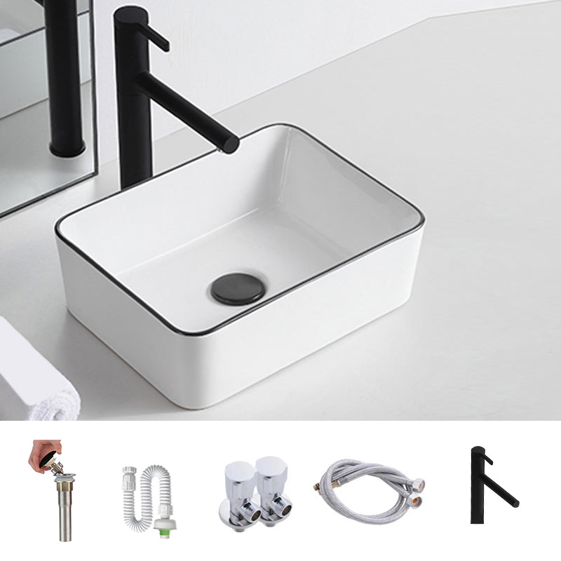 Modern Trough Bathroom Sink White and Black Trough Bathroom Sink