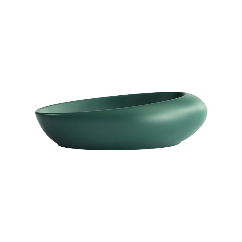 Modern Vessel Bathroom Sink Porcelain Oval Shut-Off Valve Included Vessel