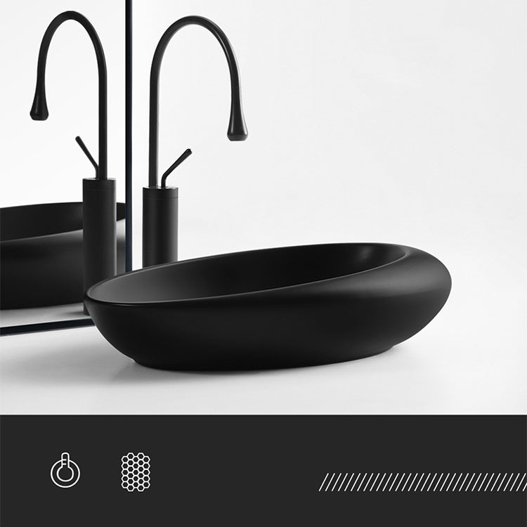 Modern Vessel Bathroom Sink Porcelain Oval Shut-Off Valve Included Vessel