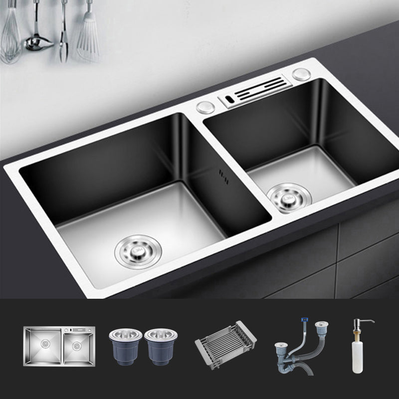 Modern Style Kitchen Sink Stainless Steel Drop-In Kitchen Double Sink