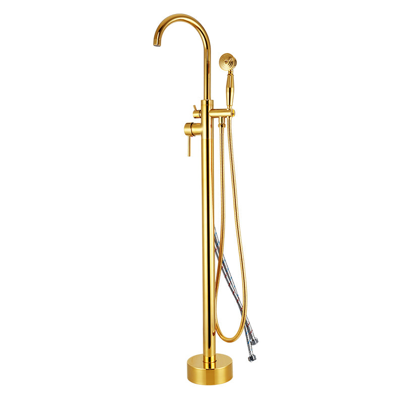 Floor Mounted Metal Freestanding Tub Filler High Arc Freestanding Tub Filler Trim