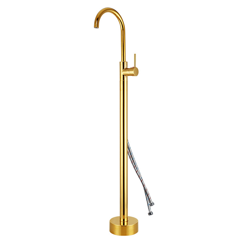 Floor Mounted Metal Freestanding Tub Filler High Arc Freestanding Tub Filler Trim