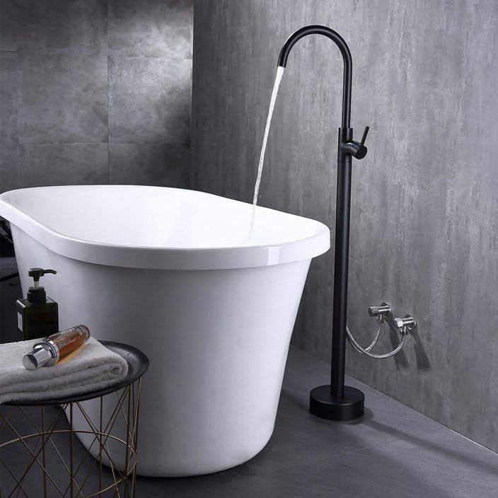 Modern Floor Mounted Metal Freestanding Tub Filler Single Handle Freestanding Faucet