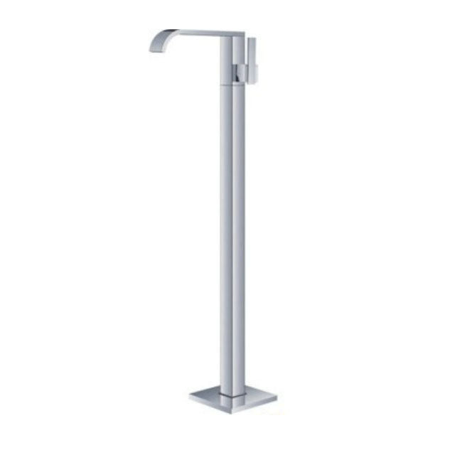 Modern Floor Mounted Metal Freestanding Tub Filler Single Handle Freestanding Faucet