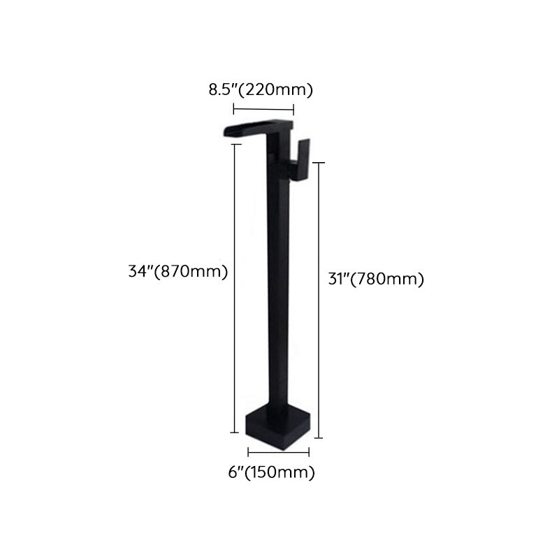 Modern Floor Mounted Metal Freestanding Tub Filler Single Handle Freestanding Faucet