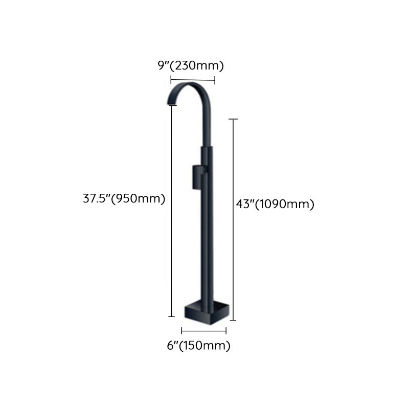 Modern Floor Mounted Metal Freestanding Tub Filler Single Handle Freestanding Faucet