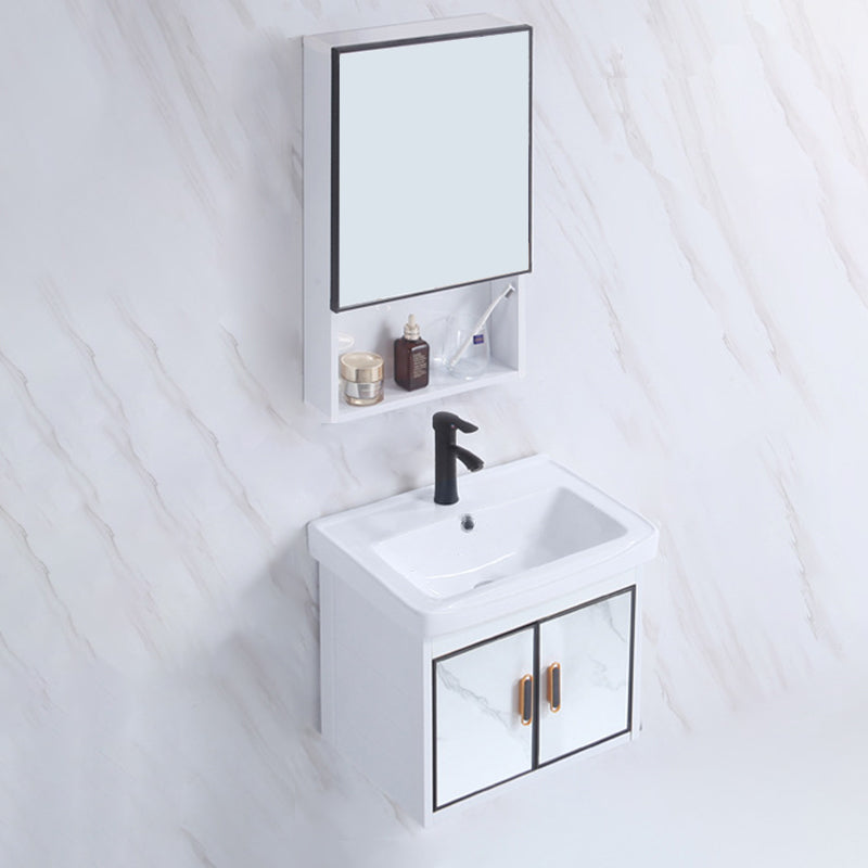 Rectangle Bathroom Vanity Glam Wall Mount Single Sink Mirror Bathroom Vanity Set