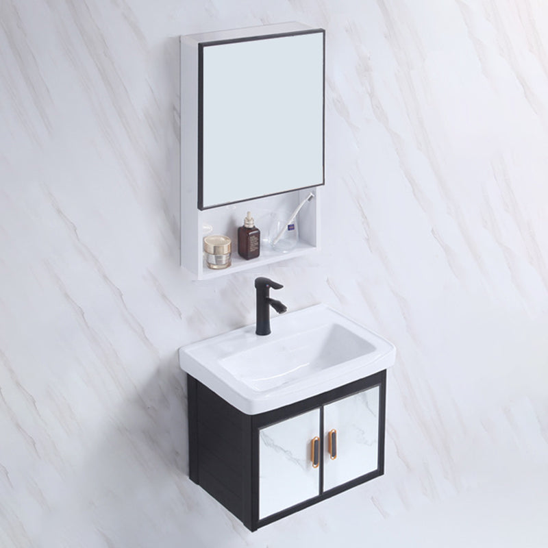Rectangle Bathroom Vanity Glam Wall Mount Single Sink Mirror Bathroom Vanity Set