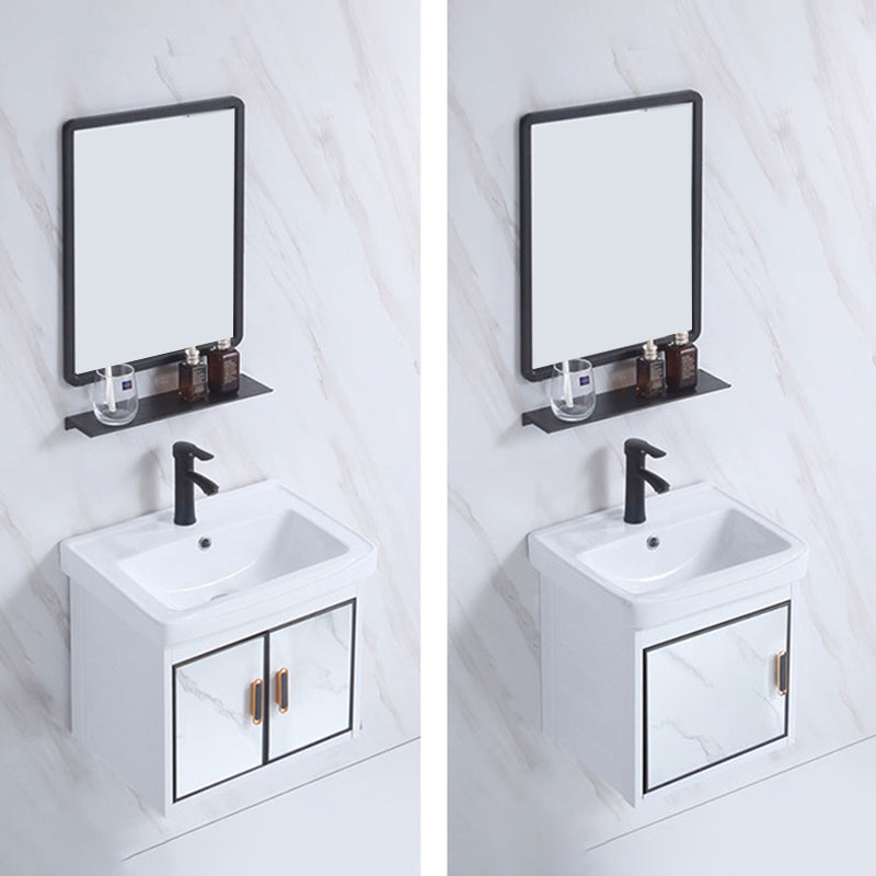 Rectangle Bathroom Vanity Glam Wall Mount Single Sink Mirror Bathroom Vanity Set