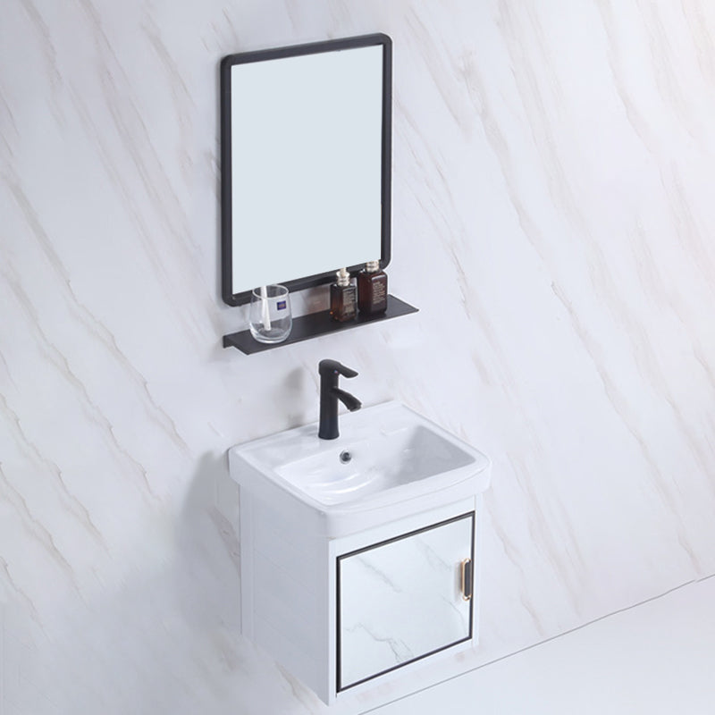 Rectangle Bathroom Vanity Glam Wall Mount Single Sink Mirror Bathroom Vanity Set