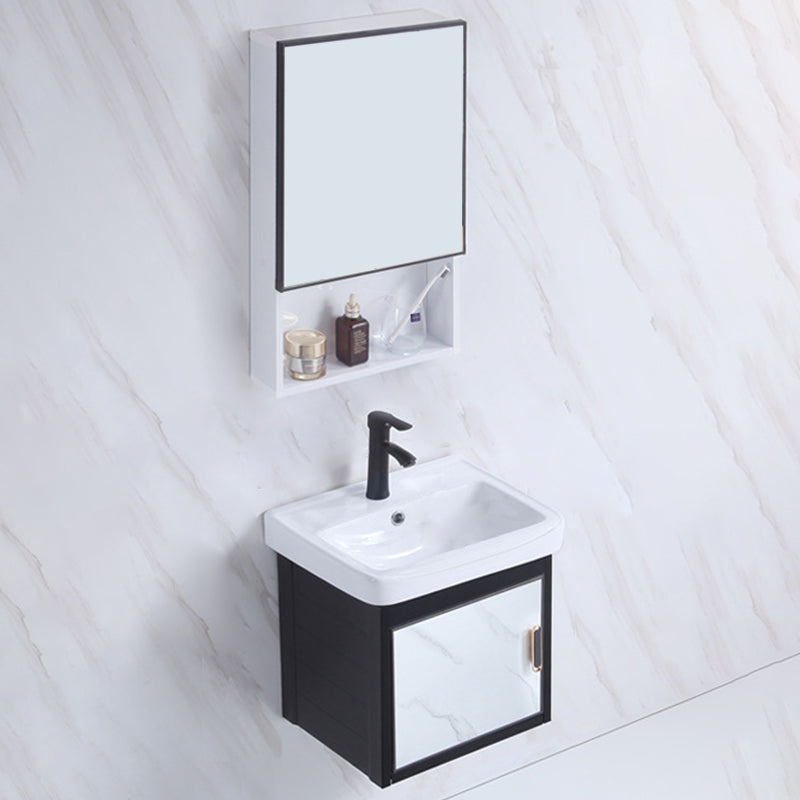 Rectangle Bathroom Vanity Glam Wall Mount Single Sink Mirror Bathroom Vanity Set