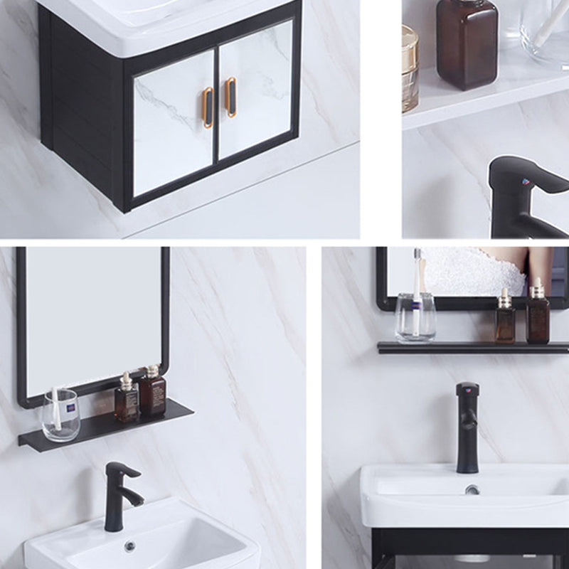 Rectangle Bathroom Vanity Glam Wall Mount Single Sink Mirror Bathroom Vanity Set