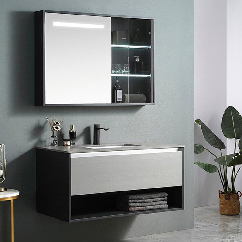 Contemporary Wooden Sink Vanity Storage Shelves Bathroom Sink Vanity