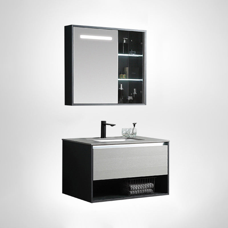 Contemporary Wooden Sink Vanity Storage Shelves Bathroom Sink Vanity