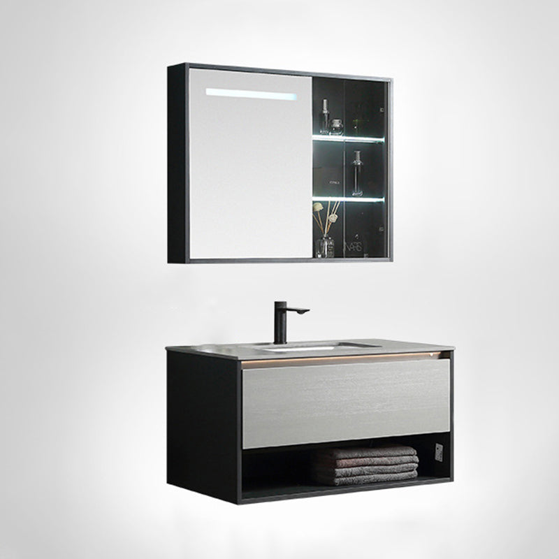 Contemporary Wooden Sink Vanity Storage Shelves Bathroom Sink Vanity