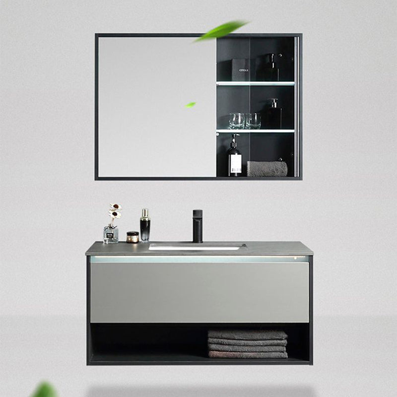 Contemporary Wooden Sink Vanity Storage Shelves Bathroom Sink Vanity