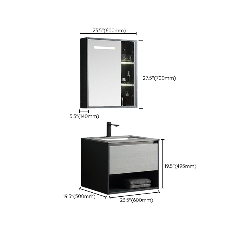 Contemporary Wooden Sink Vanity Storage Shelves Bathroom Sink Vanity