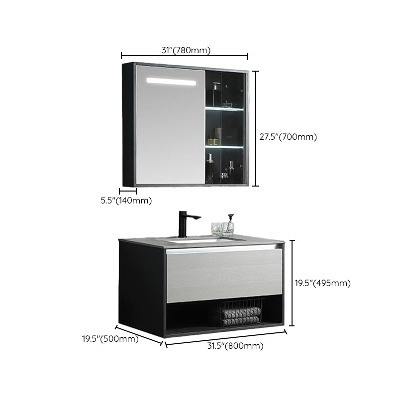 Contemporary Wooden Sink Vanity Storage Shelves Bathroom Sink Vanity