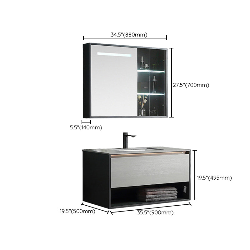 Contemporary Wooden Sink Vanity Storage Shelves Bathroom Sink Vanity