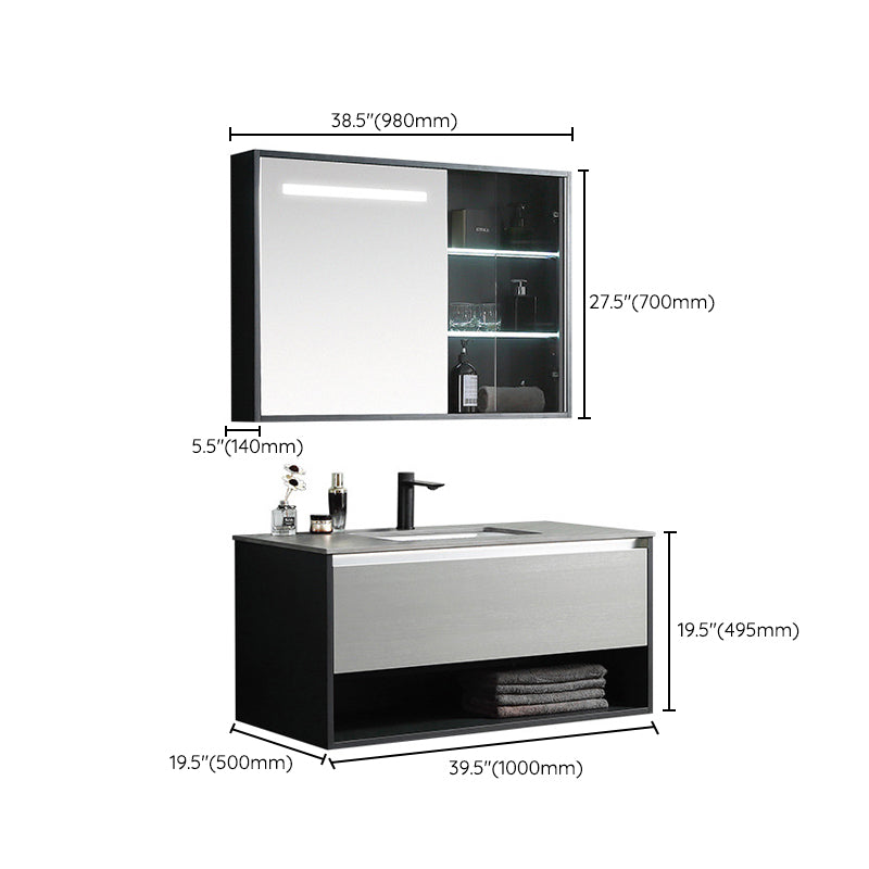 Contemporary Wooden Sink Vanity Storage Shelves Bathroom Sink Vanity