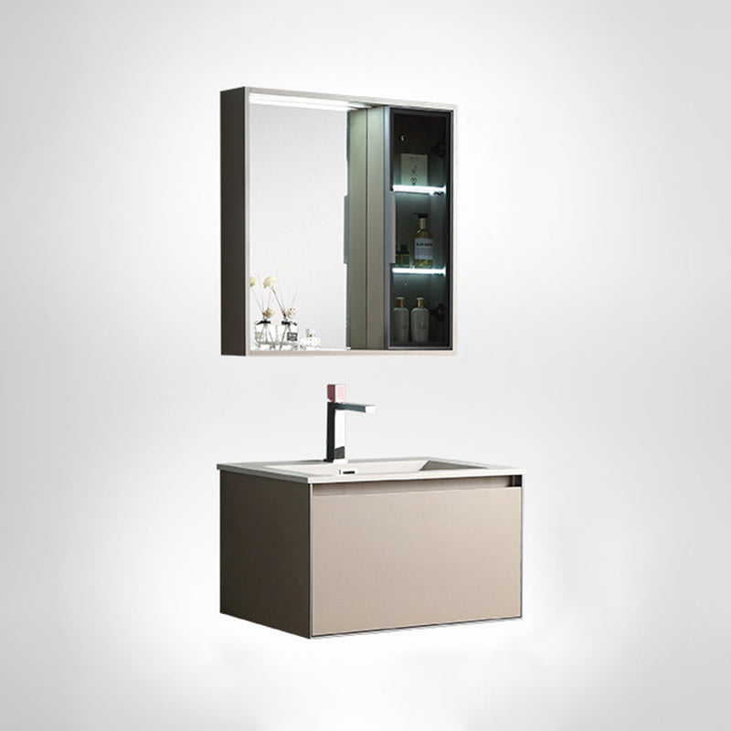 Contemporary Wooden Vanity Cabinet Mirror Bathroom Vanity Set with Storage Shelving