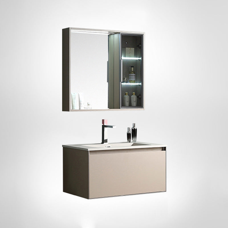 Contemporary Wooden Vanity Cabinet Mirror Bathroom Vanity Set with Storage Shelving