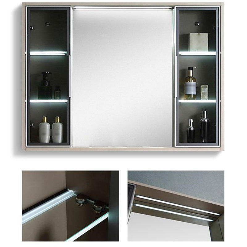 Contemporary Wooden Vanity Cabinet Mirror Bathroom Vanity Set with Storage Shelving