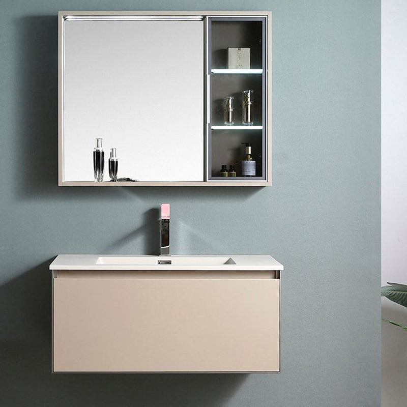 Contemporary Wooden Vanity Cabinet Mirror Bathroom Vanity Set with Storage Shelving