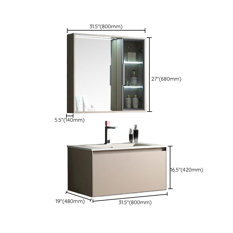 Contemporary Wooden Vanity Cabinet Mirror Bathroom Vanity Set with Storage Shelving