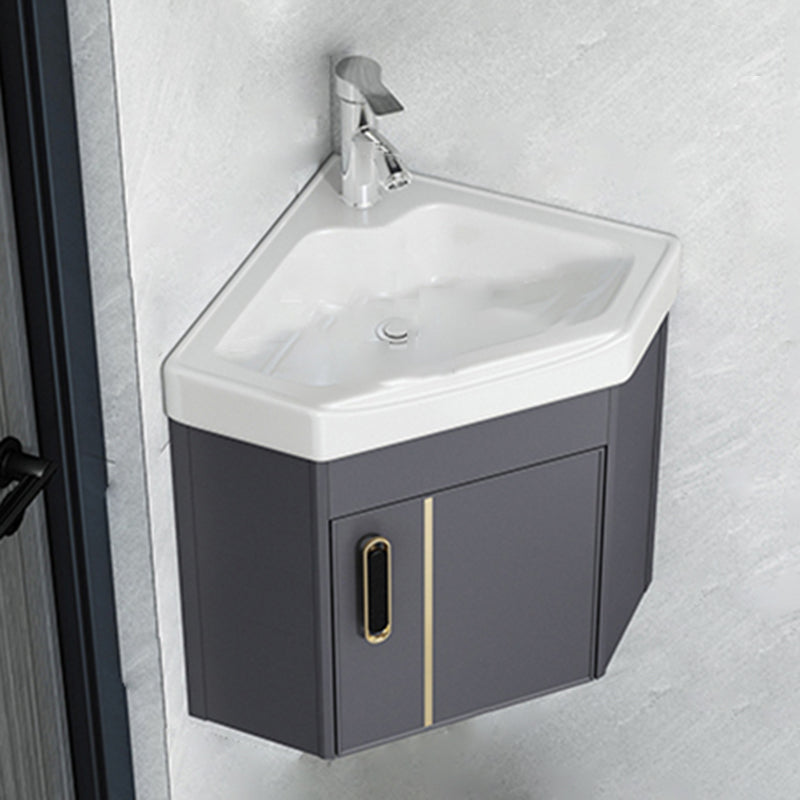 Wall Mounted Corner Bathroom Vanity Cabinet Triangular Abstract Vanity Sink