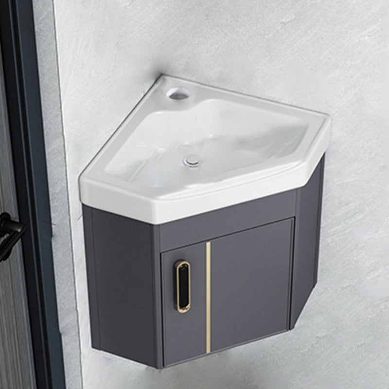Wall Mounted Corner Bathroom Vanity Cabinet Triangular Abstract Vanity Sink