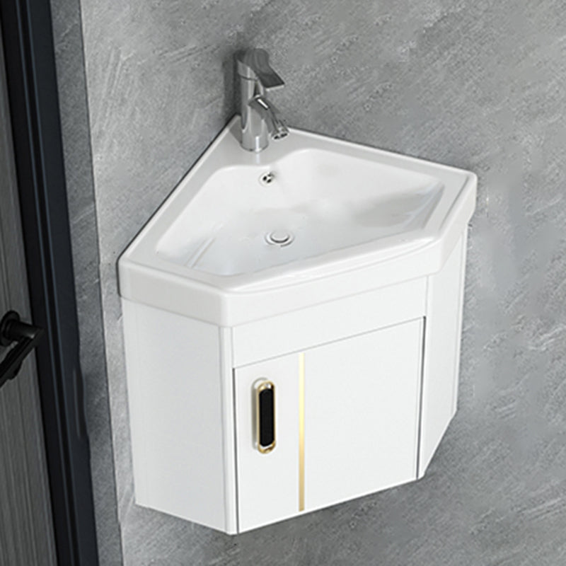 Wall Mounted Corner Bathroom Vanity Cabinet Triangular Abstract Vanity Sink