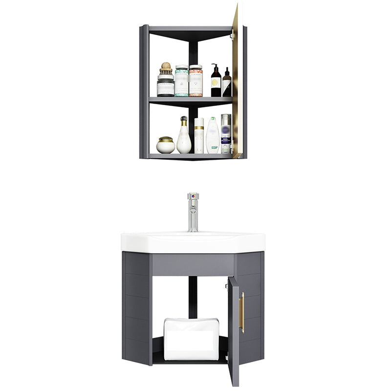 Wall Mounted Corner Bathroom Vanity Cabinet Triangular Abstract Vanity Sink