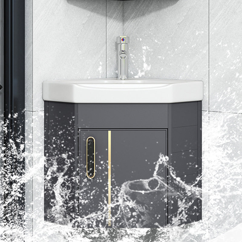 Wall Mounted Corner Bathroom Vanity Cabinet Triangular Abstract Vanity Sink