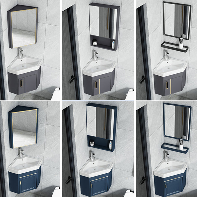 Wall Mounted Corner Bathroom Vanity Cabinet Triangular Abstract Vanity Sink