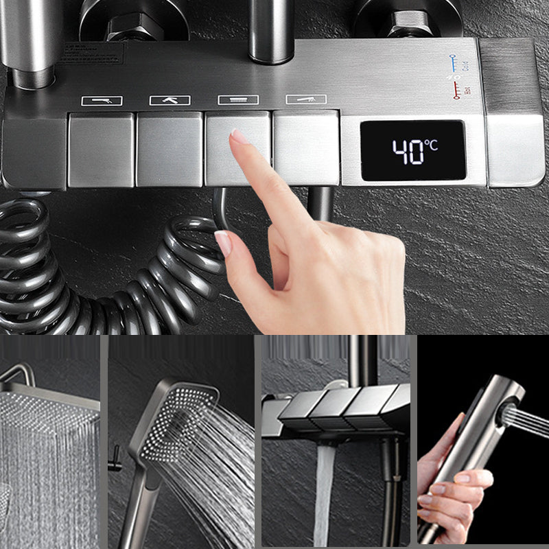 Modern Adjustable Water Flow Square Shower Faucet Shower Hose Shower System on Wall