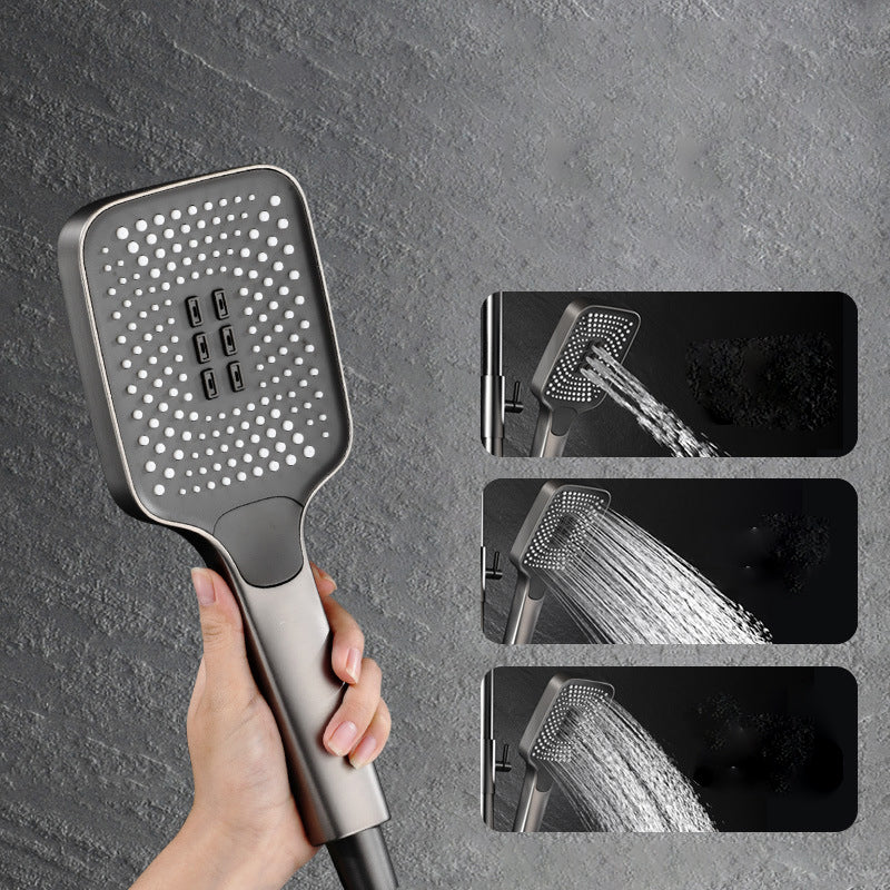 Modern Adjustable Water Flow Square Shower Faucet Shower Hose Shower System on Wall