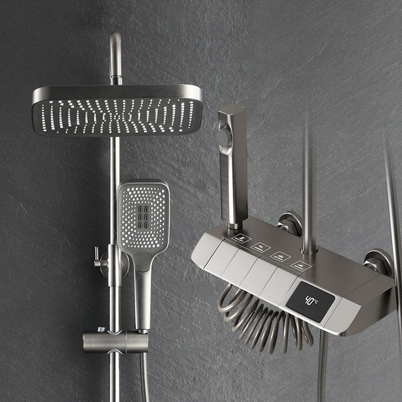 Modern Adjustable Water Flow Square Shower Faucet Shower Hose Shower System on Wall